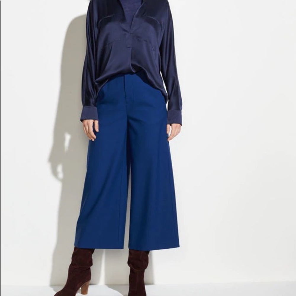 Vince HIGH RISE WIDE LEG CROP PANT IN LAPIS